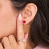Vermillon foncé | Argent sterling .925 | Mini Boucles D'Oreilles Sirène En Verre